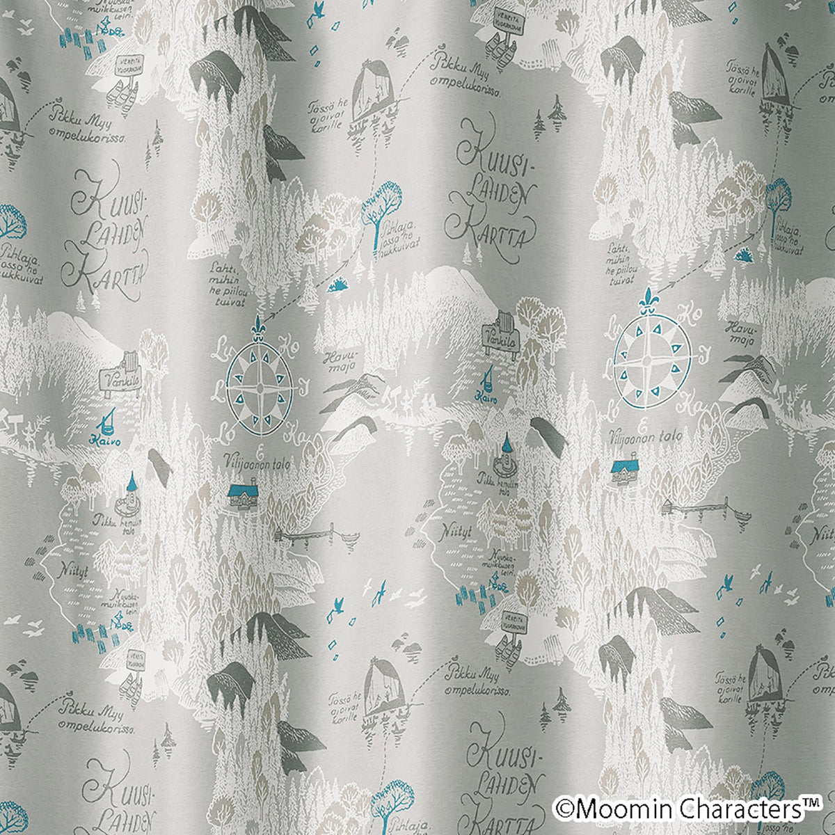 ムーミンカーテン 100×200 スミノエ 遮光 ドレープ 2つ山 1.5倍